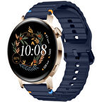 Huawei Watch GT2 GT3 42mm İle Uyumlu Dalga Desenli Tokalı Yumusaş Soft Silikon Kordon