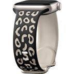 Apple Watch Uyumlu 44 45 46mm Leopar Desenli Yumuşak Silikon Kordon Seri 2 3 4 5 6 Se 7 8 9 10 