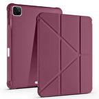 Apple iPad Pro 11 inç 2.Nesil 2020 Uyumlu Kılıf Üçgen Katlanabilir Kalem Şarj Bölmeli Kılıf