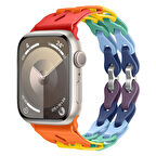 Apple Watch Uyumlu 44 45 46mm Zincir Desenli Yumuşak Silikon Solo Kordon Seri 2 3 4 5 6 Se 7 8 9 10 