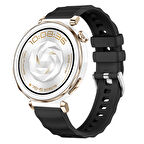 Sneezy Huawei Watch GT5 Pro 42mm İle Uyumlu SoftFlex Metal Tokalı Spor Silikon Akıllı Saat Kordonu