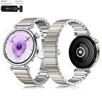 Huawei Watch GT6 41mm İle Uyumlu Renk Detaylı 18mm Paslanmaz Çelik Metal Kordon Kayış