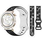 Huawei Watch GT5 Pro 42mm Uyumlu FloraFlex Çiçek Desenli Yumuşak Soft Silikon Kordon