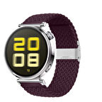 Sneezy Huawei Watch GT 5 41mm İle Uyumlu Metal Klips Solo Fiberlink Kumaş Örgü Kordon