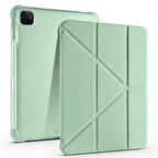 Apple iPad Pro 11 inç 4.Nesil M2 2022 Uyumlu Kılıf Üçgen Katlanabilir Kalem Şarj Bölmeli Kılıf