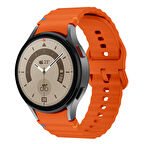 Samsung Galaxy Watch 5 Pro 45mm İle Uyumlu Metal Tokalı Dalgalı Spor Silikon Kordon