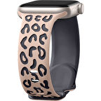 Apple Watch Ultra 1 ve 2 Uyumlu 49mm Leopar Desenli Yumuşak Silikon Kordon