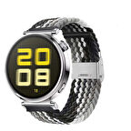 Sneezy Huawei Watch GT 5 41mm İle Uyumlu Metal Klips Solo Fiberlink Kumaş Örgü Kordon