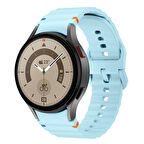 Samsung Galaxy Watch 5 Pro 45mm İle Uyumlu Metal Tokalı Dalgalı Spor Silikon Kordon