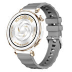 Sneezy Huawei Watch GT5 Pro 42mm İle Uyumlu SoftFlex Metal Tokalı Spor Silikon Akıllı Saat Kordonu