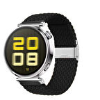 Sneezy Huawei Watch GT 5 41mm İle Uyumlu Metal Klips Solo Fiberlink Kumaş Örgü Kordon
