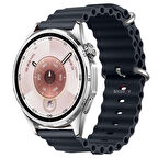 Huawei Watch GT6 46mm İle Uyumlu Dalga Desenli Tokalı Yumuşak Ocean Soft Silikon Kordon