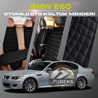 Bmw E60 Siyah Renk Tay Tüyü Cepli & Terletmez Sırtlı Oto Koltuk Minder Seti - Koltuk Koruma Kılıfı (ÖN & ARKA TAM SET)
