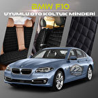 Bmw F10 Siyah Renk Tay Tüyü Cepli & Terletmez Sırtlı Oto Koltuk Minder Seti - Koltuk Koruma Kılıfı (ÖN & ARKA TAM SET)