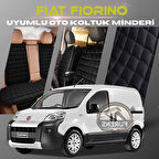 Fiat Fiorino Siyah Renk Tay Tüyü Cepli & Terletmez Sırtlı Oto Koltuk Minder Seti - Koltuk Koruma Kılıfı (ÖN & ARKA TAM SET)