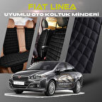 Fiat Linea Siyah Renk Tay Tüyü Cepli & Terletmez Sırtlı Oto Koltuk Minder Seti - Koltuk Koruma Kılıfı (ÖN & ARKA TAM SET)