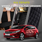 Kia Cerato Siyah Renk Tay Tüyü Cepli & Terletmez Sırtlı Oto Koltuk Minder Seti - Koltuk Koruma Kılıfı (ÖN & ARKA TAM SET)