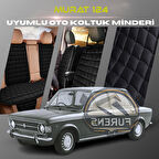 Murat 124 Siyah Renk Tay Tüyü Cepli & Terletmez Sırtlı Oto Koltuk Minder Seti - Koltuk Koruma Kılıfı (ÖN & ARKA TAM SET)