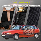 Opel Astra F Siyah Renk Tay Tüyü Cepli & Terletmez Sırtlı Oto Koltuk Minder Seti - Koltuk Koruma Kılıfı (ÖN & ARKA TAM SET)