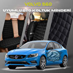 Volvo S60 Siyah Renk Tay Tüyü Cepli & Terletmez Sırtlı Oto Koltuk Minder Seti - Koltuk Koruma Kılıfı (ÖN & ARKA TAM SET)
