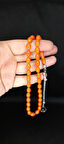 Çubuk Kehribar Tesbih Beyzi Kesim Turuncu Renk T-375