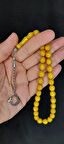 ÇUBUK KEHRİBAR TESBİH SARI RENK BEYZİ KESİM T-377