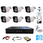 ARNA 6 DIŞ KAMERALI 2 MP 1080P 3.6 MM GENİŞ AÇILI 250 GB HARDDİSK DAHİL AHD GÜVENLİK KAMERA SETİ - ST-26250