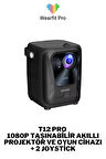 T12 Pro  1080P 4K HD Taşınabilir Akıllı Projektör & Oyun Cihazı  + 2 Joystickli Projeksiyon Cihazı