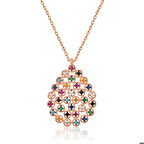 Harem Altın 925 Ayar Gümüş Renkli Taşlı Damla Kadın Gümüş Kolye