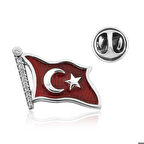 925 Ayar Gümüş Türk Bayrağı Rozet