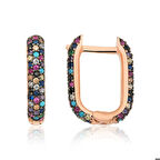 Gümüş Çift Taraflı Mix Taşlı J Kadın Küpe