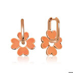 ​Gümüş Fosforlu Turuncu Yonca Küpe