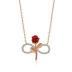 925 Ayar Gümüş Rose Sonsuz Gül Kadın Gümüş Kolye