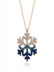 925 Ayar Gümüş Mavi Taşlı Kar Tanesi Kadın Gümüş Kolye