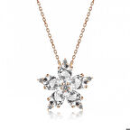 925 Ayar Gümüş Rose Beyaz Kamelya Çiçeği Kolye