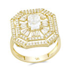 Altın Baget Taşlı Tektaş Yüzük 