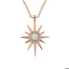 925 Ayar ​Gümüş Rose Beyaz Opal Taşlı Kutup Yıldızı Kolye