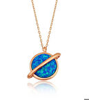 925 Ayar Gümüş Opal Taşlı Gezegen Kadın Gümüş Kolye