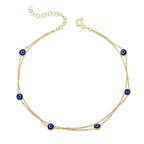 Gümüş Gold Çift Zincirli Nazar Kadın Bileklik