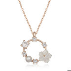 Gümüş Rose Manolya Çiçeği Kadın Kolye