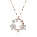 Gümüş Rose Manolya Çiçeği Yıldız Kadın Kolye