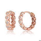 Gümüş Kalpli Zirkon Taşlı Halka Kadın Küpe