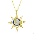 Gümüş Gold Nazarlı Kutup Yıldızı Kadın Kolye