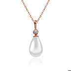 Gümüş Rose Damla Rose İnci Kadın Kolye