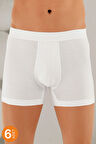 Erkek Paket Likralı Boxer Beyaz Tme031 6'lı