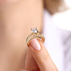 Tektaş & Yarımtur Sarı Altın Yüzük