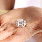 Beyaz Altın Baget Yüzük Nova Form