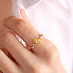 Altın Vintage Yüzük 14 Ayar Citrin