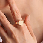 14K Altın Şövalye Yüzük (Kişiselleştir) Altıgen 1,0 cm