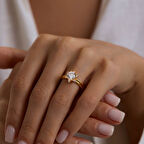 14 Ayar Lotus Tektaş Altın Yüzük Ajda Modeli